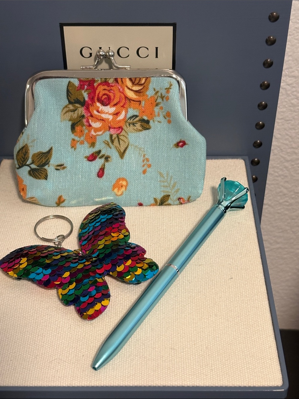 🌺🌺LIVE SHOW LISTING🌺🌺1 Random Floral Kisslock Diamond Pen & Bag Charm - Picture 3 of 10